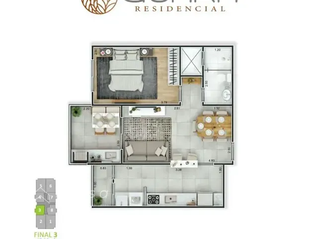 Apartamento com 48m² 1 quarto e 1 banheiro, à venda, no bairro Vila Guilhermina em Praia Grande