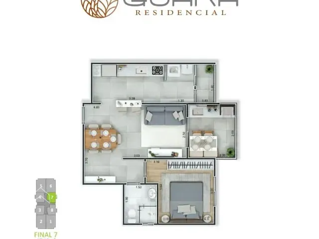 Apartamento com 48m² 1 quarto e 1 banheiro, à venda, no bairro Vila Guilhermina em Praia Grande