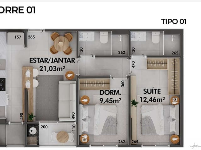 Apartamento 2 quartos e 2 banheiros, à venda, no bairro Cachoeira do Bom Jesus em Florianópolis