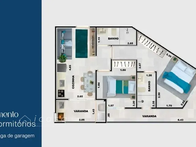 Apartamento 2 quartos e 2 banheiros, à venda, no bairro Praia Grande em Ubatuba