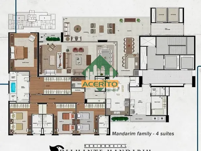Apartamento 4 quartos e 6 banheiros, à venda, no bairro Jardim Nova Yorque em Araçatuba