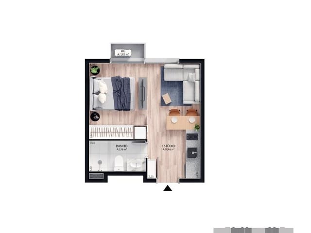 Apartamento com 40m² 1 quarto e 1 banheiro, à venda, no bairro São Gonçalo em Pelotas
