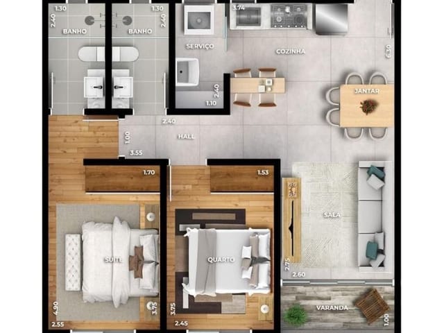 Foto do Apartamento - Apartamento à venda 2 Quartos, 1 Suite, 2 Vagas, 62.3M², Santa Maria, Uberaba - MG | Residencial Qatar | ZUCATO IMOBILIARIA LTDA