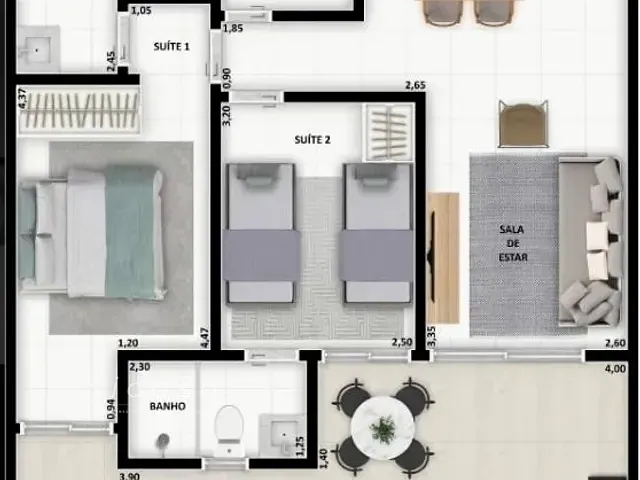 Apartamento 2 quartos e 3 banheiros, à venda, no bairro Praia Grande em Ubatuba