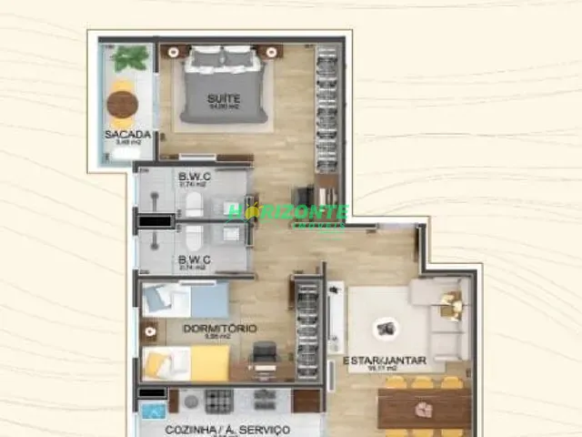 Apartamento com 76m² 2 quartos e 2 banheiros, à venda, no bairro Jardim São Dimas em São José dos Campos