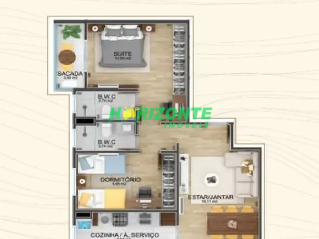Apartamento com 76m² 2 quartos e 2 banheiros, à venda, no bairro Jardim São Dimas em São José dos Campos