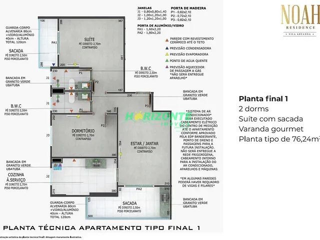 Apartamento com 76m² 2 quartos e 2 banheiros, à venda, no bairro Jardim São Dimas em São José dos Campos