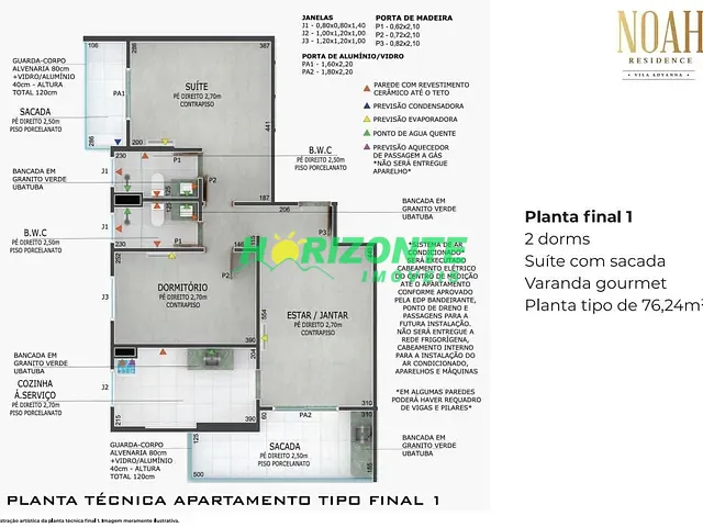 Apartamento com 76m² 2 quartos e 2 banheiros, à venda, no bairro Jardim São Dimas em São José dos Campos