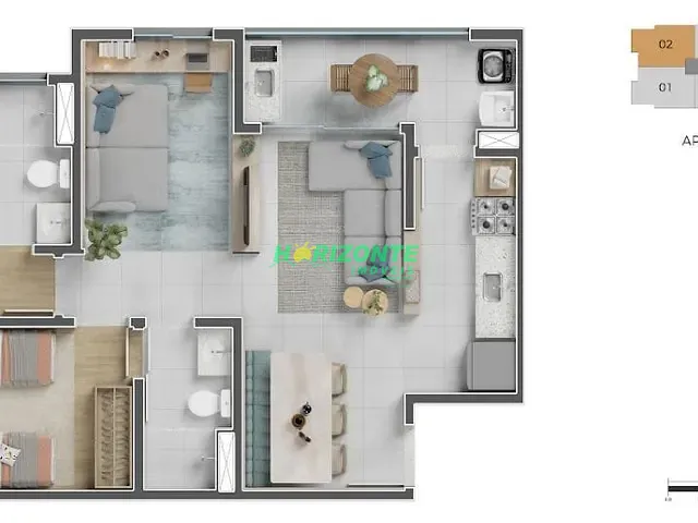 Apartamento com 66m² 3 quartos e 2 banheiros, à venda, no bairro Palmeiras de São José em São José dos Campos