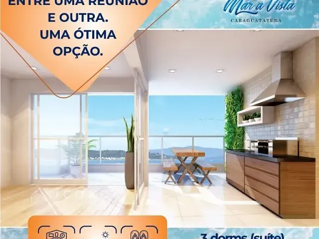 Apartamento com 112m² 3 quartos e 1 banheiro, à venda, no bairro Massaguaçu em Caraguatatuba