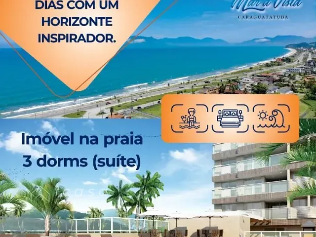 Apartamento com 112m² 3 quartos e 1 banheiro, à venda, no bairro Massaguaçu em Caraguatatuba