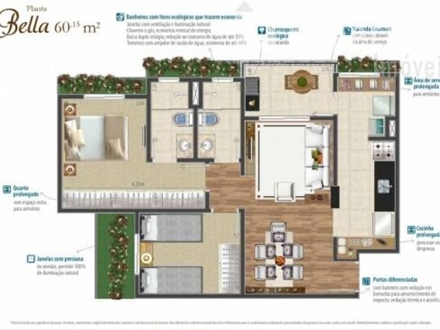 Foto do Apartamento - Apartamento à venda 2 Quartos, 1 Suite, 1 Vaga, 60.15M², Jardim San Marino, São José dos Campos - SP | Reserva Giardino | RUSSI IMÓVEIS