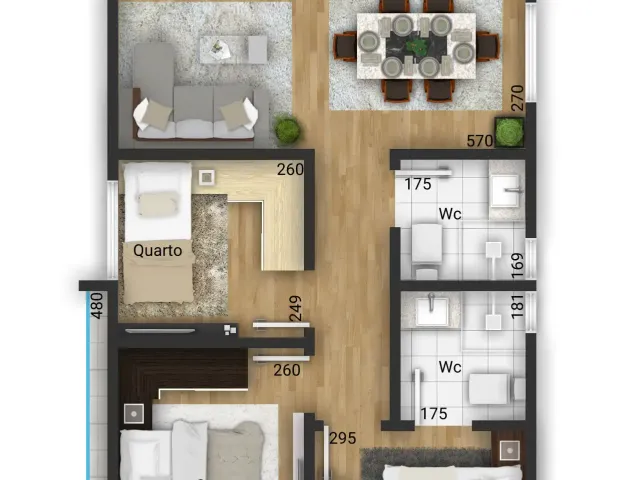 Apartamento com 72m² 3 quartos e 2 banheiros, à venda, no bairro Olarias em Ponta Grossa