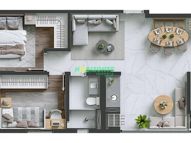 Apartamento com 64m² 2 quartos e 2 banheiros, à venda, no bairro Jardim das Colinas em São José dos Campos