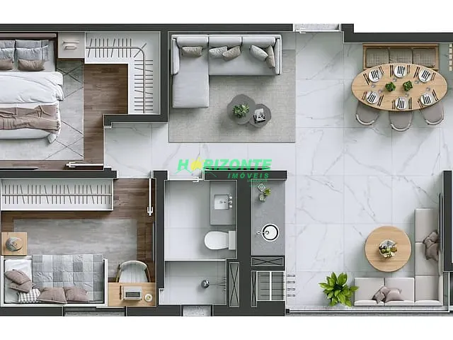 Apartamento com 64m² 2 quartos e 2 banheiros, à venda, no bairro Jardim das Colinas em São José dos Campos