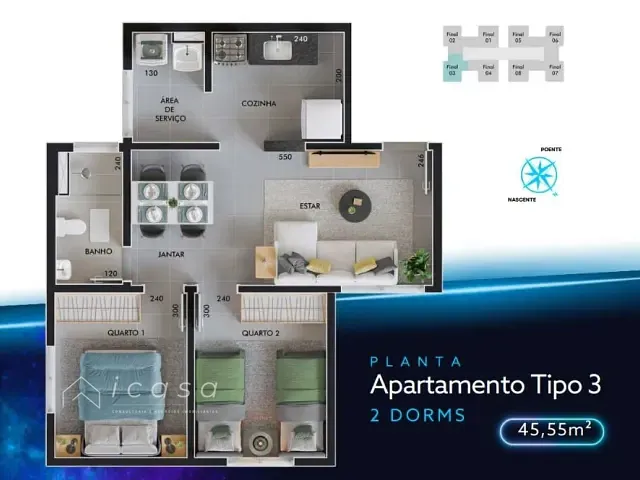 Apartamento 2 quartos e 1 banheiro, à venda, no bairro Jardim Uirá em São José dos Campos