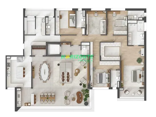 Apartamento com 300m² 5 quartos e 6 banheiros, à venda, no bairro Jardim das Colinas em São José dos Campos