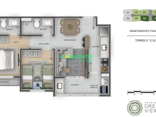 Apartamento com 54m² 2 quartos e 2 banheiros, à venda, no bairro Jardim das Indústrias em São José dos Campos