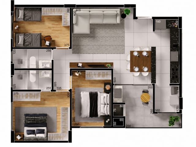 Apartamento com 155m² 3 quartos e 2 banheiros, à venda, no bairro Jardim Carvalho em Ponta Grossa