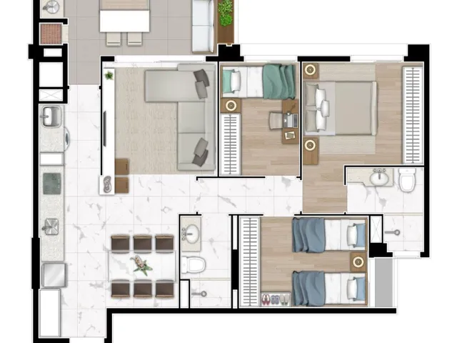 Apartamento 3 quartos e 2 banheiros, à venda, no bairro Cristo Rei em Curitiba
