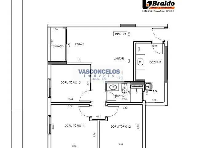 Apartamento com 63m² 3 quartos e 1 banheiro, à venda, no bairro Jardim Vale do Sol em São José dos Campos