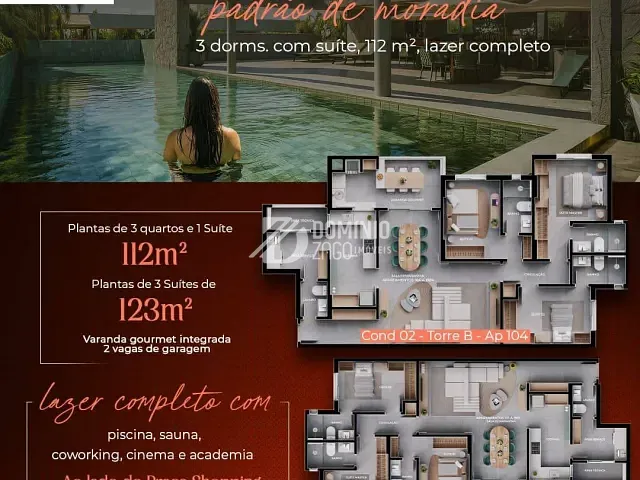 Apartamento com 160m² 3 quartos e 4 banheiros, à venda, no bairro Mercês em Uberaba