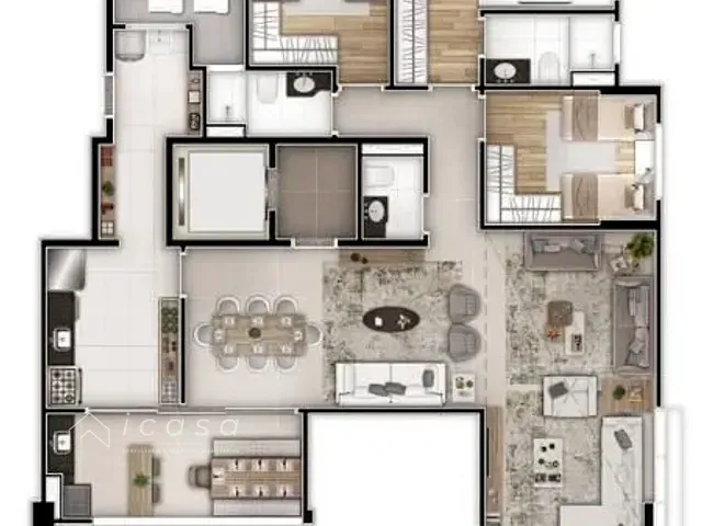 Apartamento com 130m² 3 quartos e 3 banheiros, à venda, no bairro Jardim Aquárius em São José dos Campos