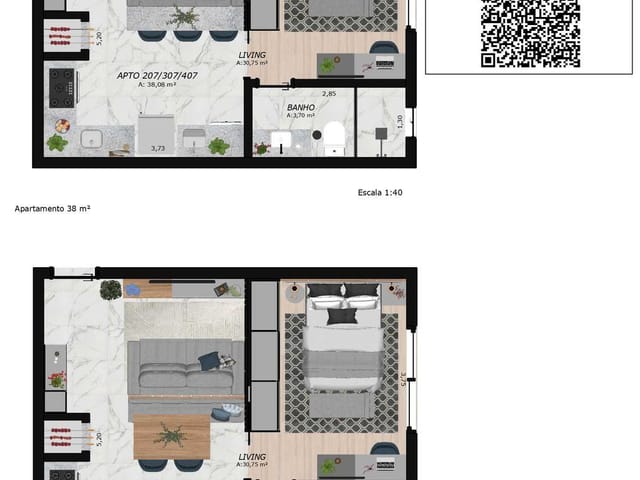 Apartamento 1 quarto e 1 banheiro, à venda, no bairro Pousada da Neve em Nova Petrópolis