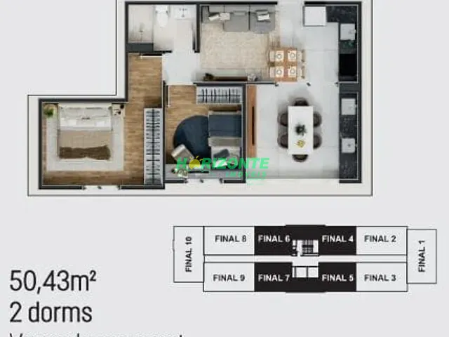 Apartamento com 52m² 2 quartos e 1 banheiro, à venda, no bairro Bairro da Floresta em São José dos Campos