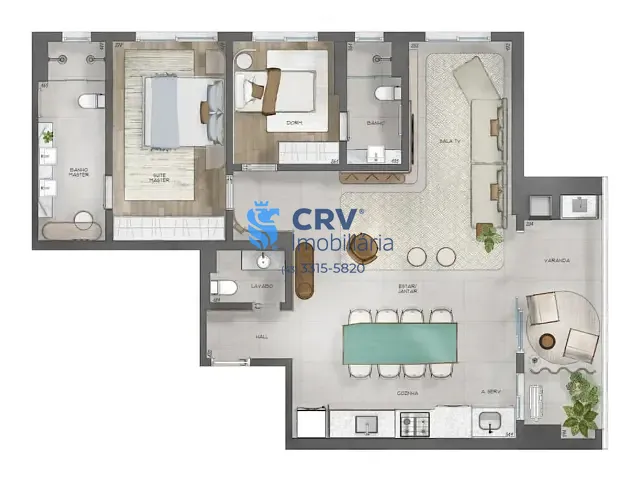 Apartamento com 111m² 2 quartos e 3 banheiros, à venda, no bairro Gleba Fazenda Palhano em Londrina