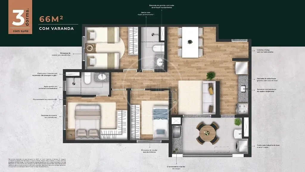Apartamento, 3 quartos, 66 m² - Foto 8
