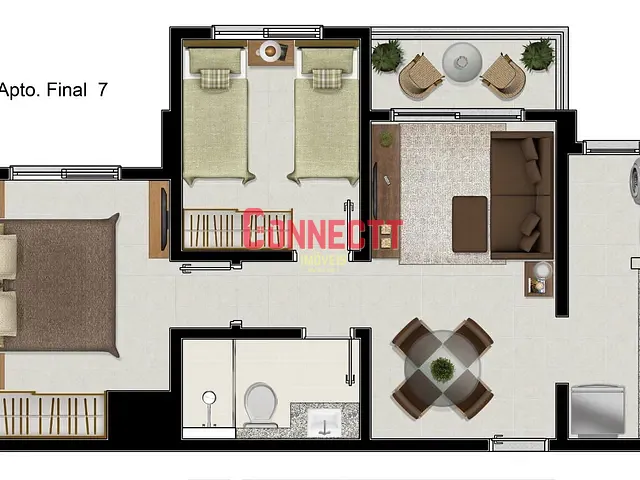 Apartamento com 48m² 2 quartos e 1 banheiro, à venda, no bairro Ipiranga em Ribeirão Preto