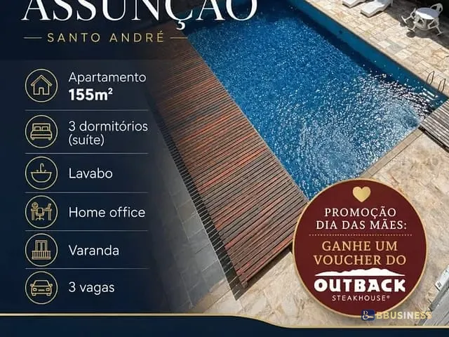 Apartamento 3 quartos e 4 banheiros, à venda, no bairro Centro em Santo André