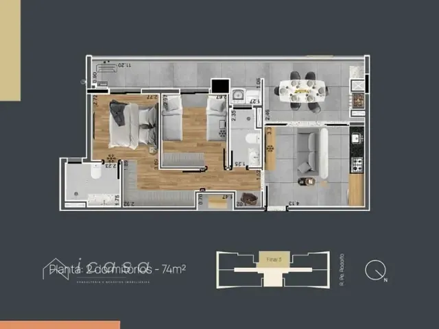 Apartamento com 74m² 2 quartos e 2 banheiros, à venda, no bairro Vila Ema em São José dos Campos