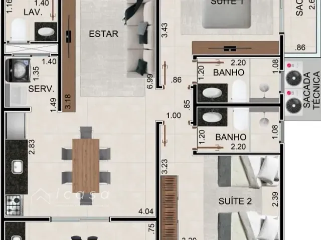 Apartamento com 73m² 2 quartos e 2 banheiros, à venda, no bairro Toninhas em Ubatuba