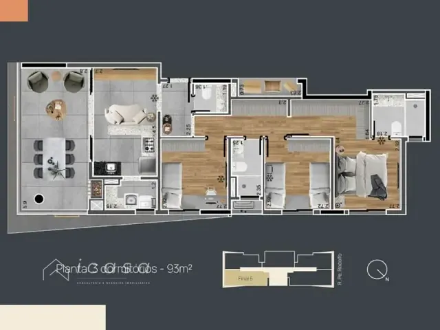 Apartamento com 93m² 3 quartos e 3 banheiros, à venda, no bairro Vila Ema em São José dos Campos