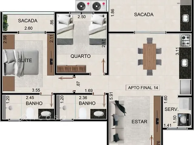 Apartamento com 66m² 2 quartos e 2 banheiros, à venda, no bairro Toninhas em Ubatuba