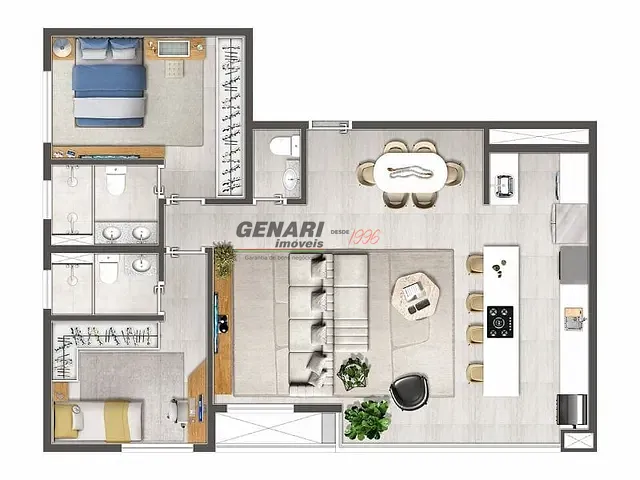 Apartamento com 87m² 2 quartos e 2 banheiros, à venda, no bairro Centro em Indaiatuba