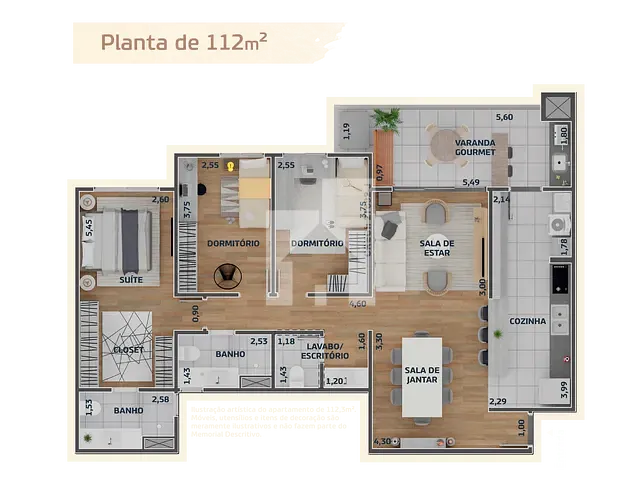 Apartamento com 112m² 3 quartos e 3 banheiros, à venda, no bairro Parque Centenário em Jundiaí