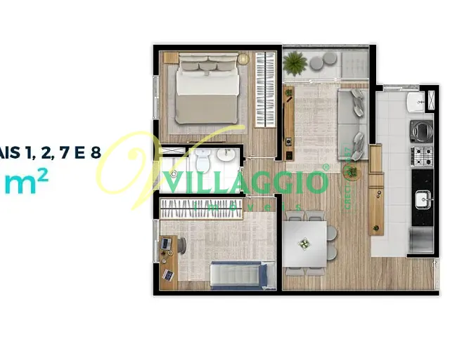 Apartamento com 55m² 2 quartos e 1 banheiro, à venda, no bairro Jardim Marajó em São José do Rio Preto