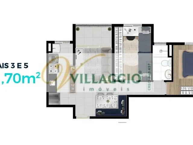 Apartamento com 55m² 2 quartos e 1 banheiro, à venda, no bairro Jardim Marajó em São José do Rio Preto