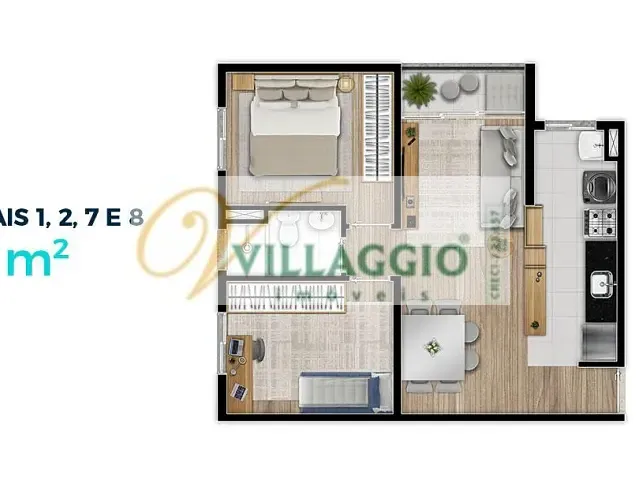 Apartamento com 55m² 2 quartos e 1 banheiro, à venda, no bairro Jardim Marajó em São José do Rio Preto
