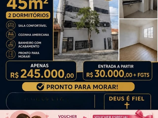 Apartamento com 40m² 2 quartos e 1 banheiro, à venda, no bairro Parque São Lucas em São Paulo