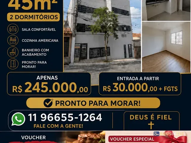 Apartamento com 40m² 2 quartos e 1 banheiro, à venda, no bairro Parque São Lucas em São Paulo