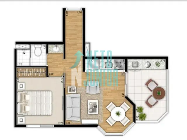 Apartamento com 41m² 1 quarto e 1 banheiro, à venda, no bairro Vila Olímpia em São Paulo
