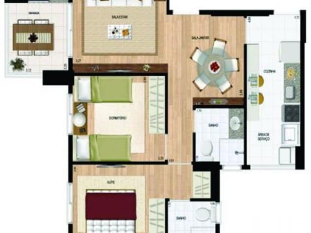 Foto do Apartamento - Apartamento Jardim Aquarius Locacao 02 dormitorios 01 suite 01 Greenvalley | RUSSI IMÓVEIS