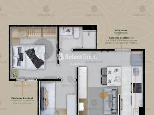 Apartamento com 35m² 2 quartos e 2 banheiros, à venda, no bairro Jardim Bela Vista em Santo André