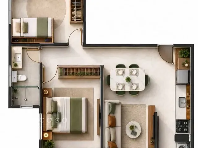 Apartamento com 53m² 2 quartos e 1 banheiro, à venda, no bairro Borda da Mata em Caçapava
