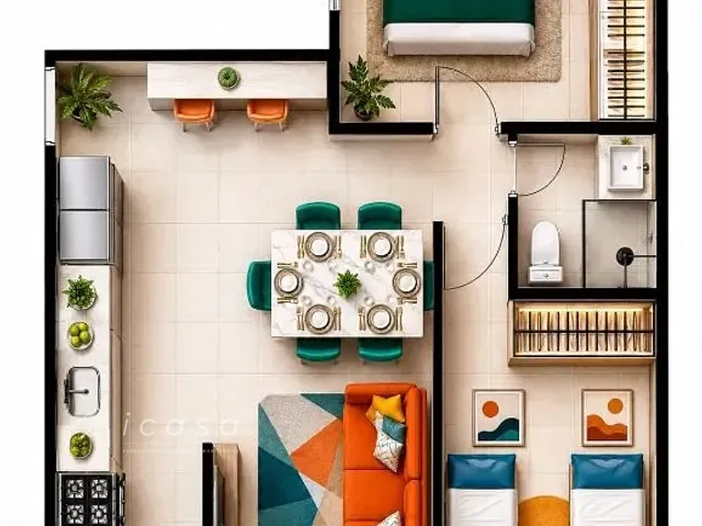 Apartamento com 53m² 2 quartos e 1 banheiro, à venda, no bairro Borda da Mata em Caçapava