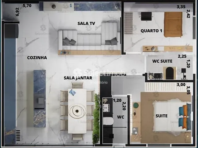 Apartamento com 63m² 2 quartos e 2 banheiros, à venda, no bairro Vila Nossa Senhora das Vitórias em Mauá